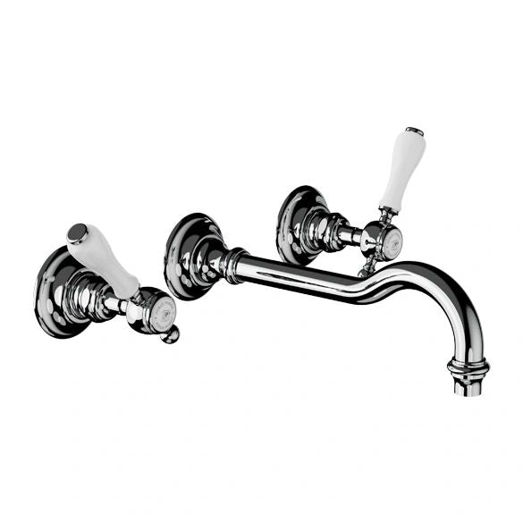 HORUS Julia Lever Widespread Wall Lav Low Spout; Polished Chrome