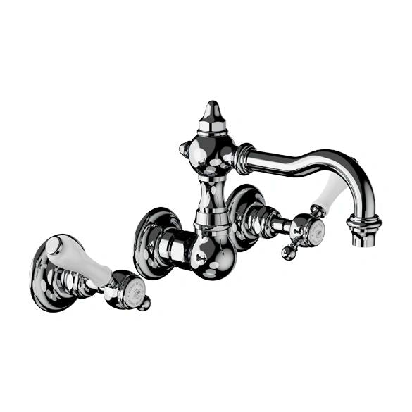 HORUS Julia Lever Widespread Wall Lav; Polished Nickel