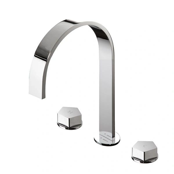 Newform 8" Center High Spout Lav; Chrome + Matte White