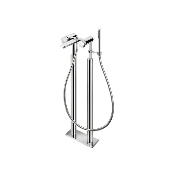 Newform Floor Mount Tub Filler; Chrome + Matte Black