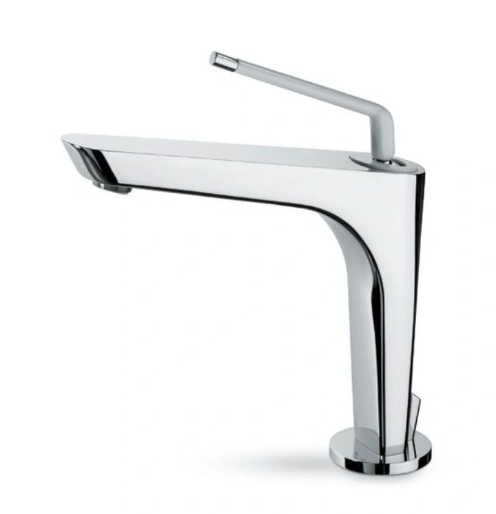 Newform Single-lever basin mixer with pop-up waste set; Polished Chrome + White