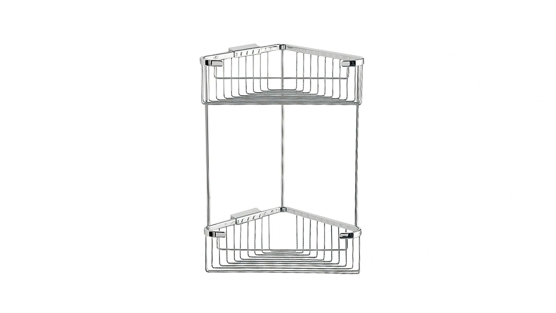 Inda Double Corner Basket; Chrome