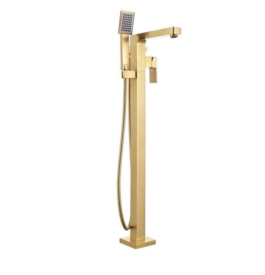 Cavalli Square Freestanding Tub Filler; Brushed Gold