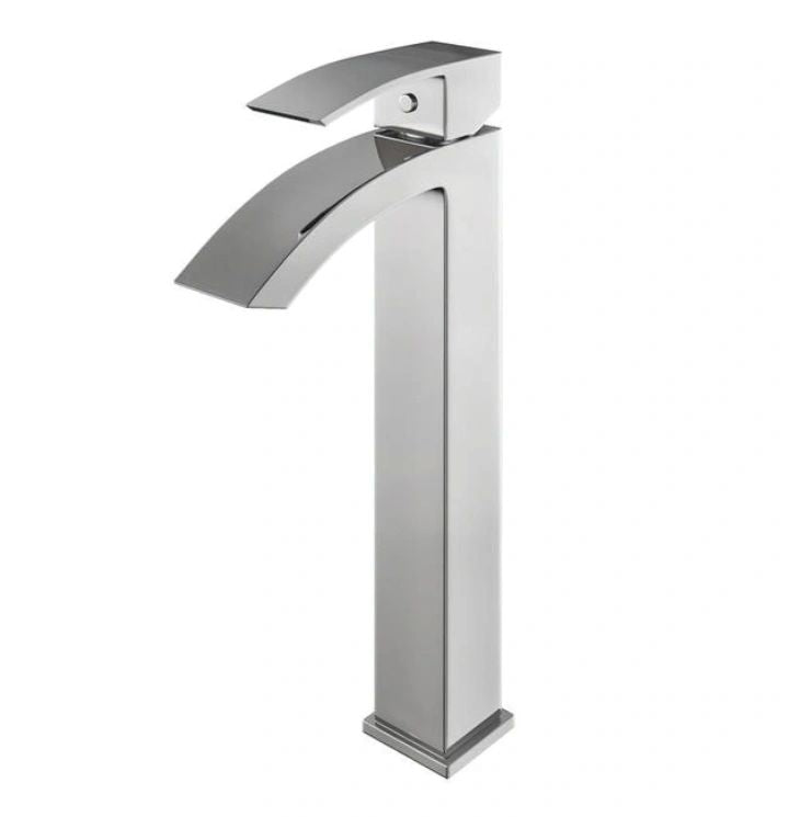 Cavalli CASCADE Square Single Hole Vessel Lav; Polished Chrome