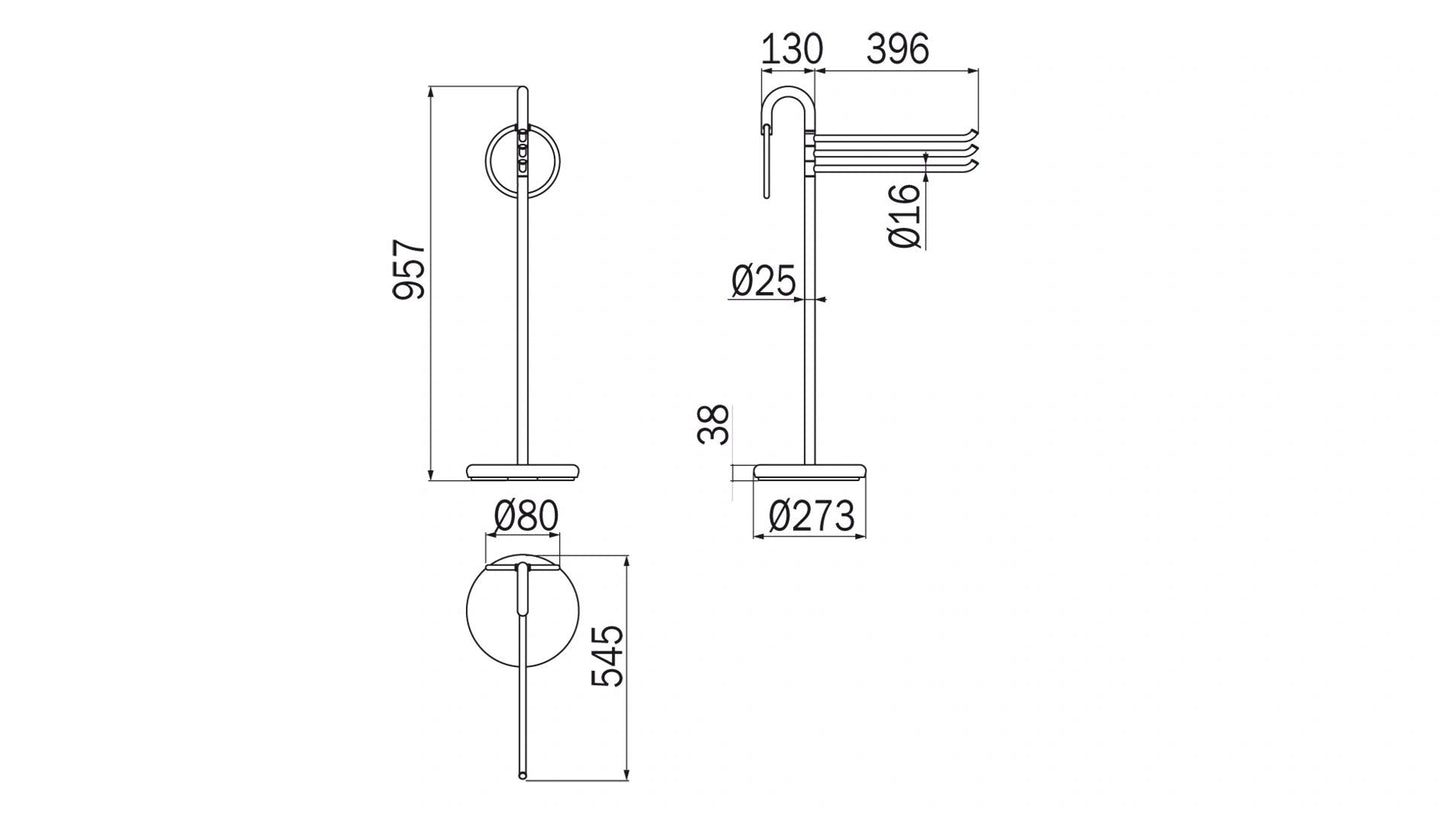 Inda Stand with 4 Towel Holders; Chrome