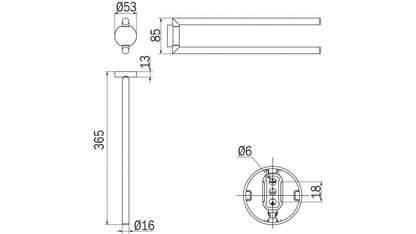 Inda GEALUNA Double Towel Holder; Chrome