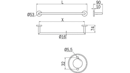 Inda Towel Bar, 12 inch; Chrome