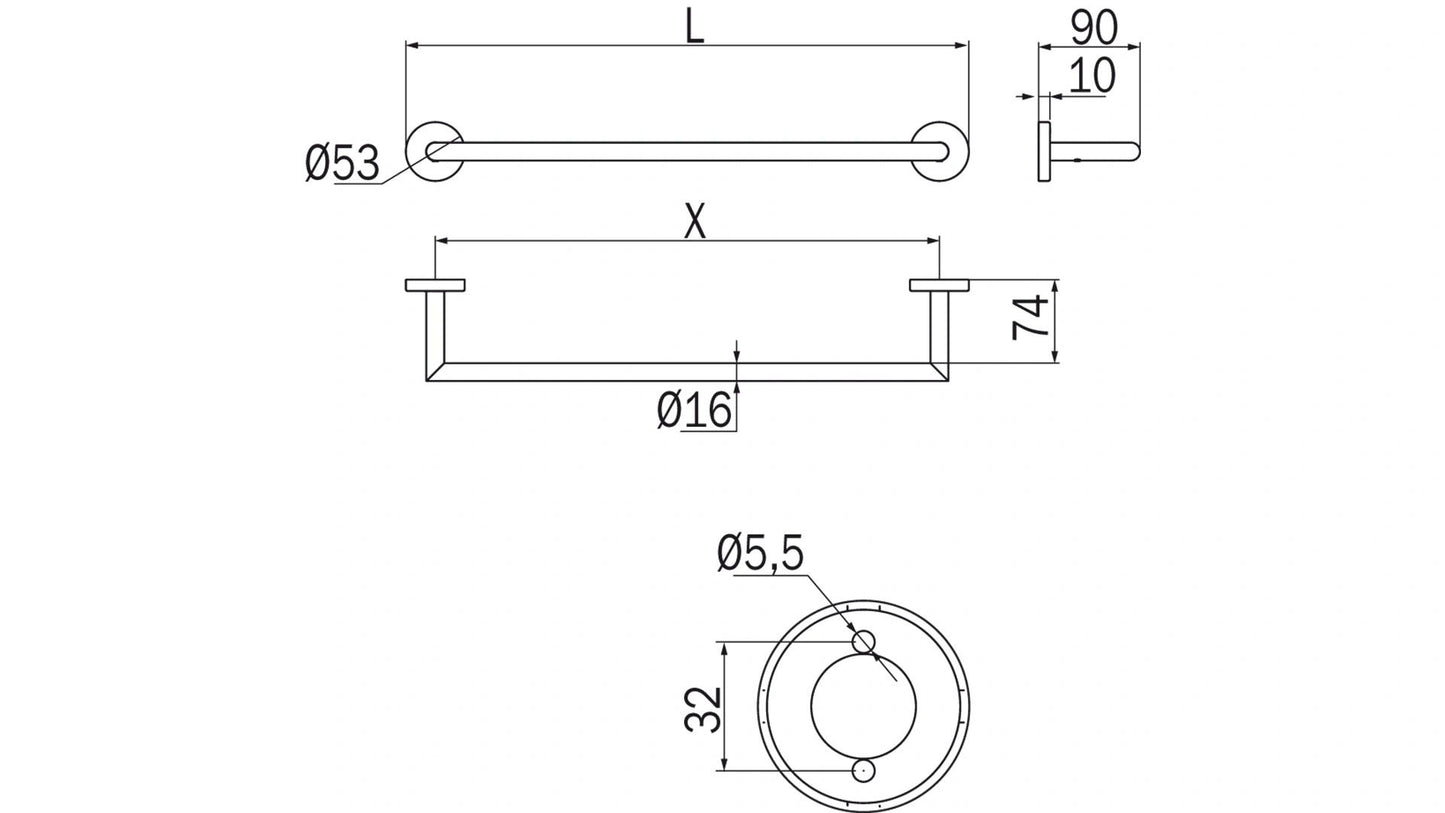 Inda Towel Bar, 24 inch; Chrome