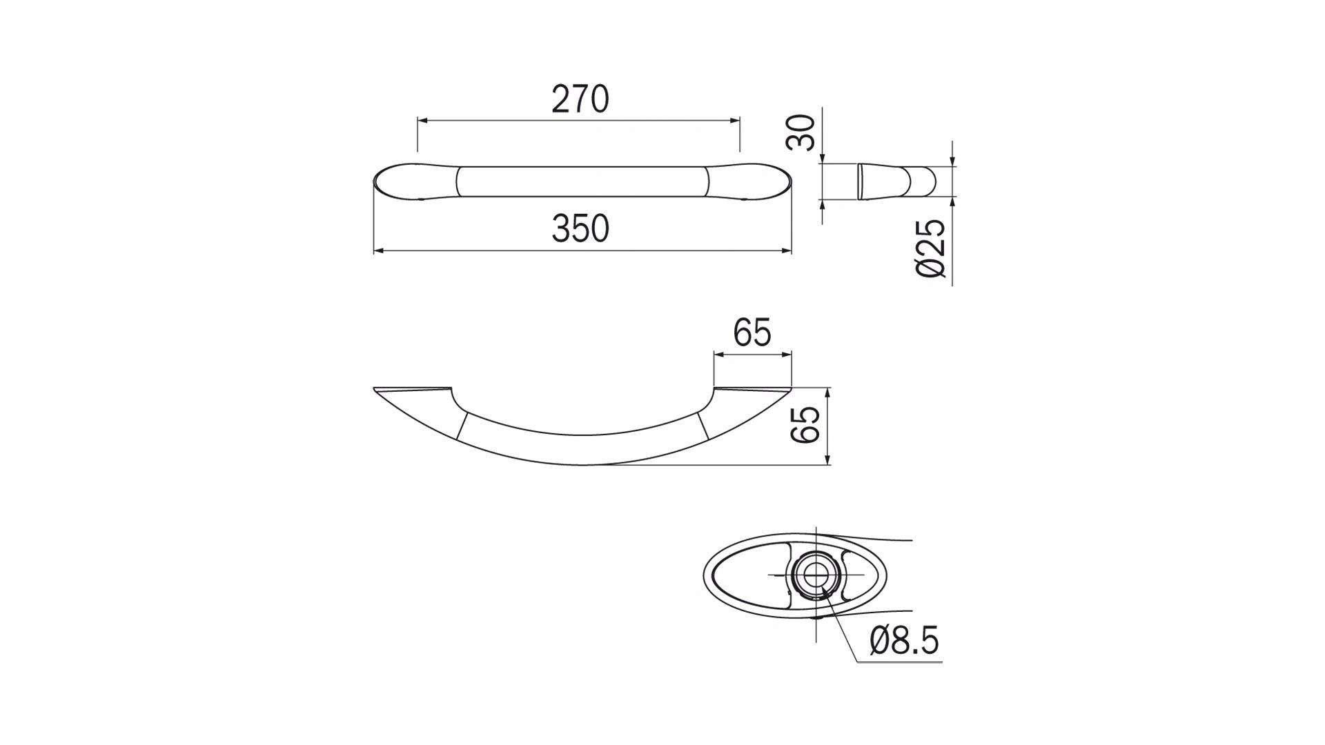 Inda EGO 35 cm Grab Bar; Chrome