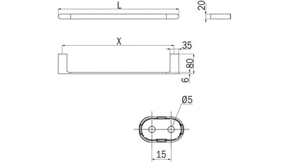 Inda MITO Towel Bar, 18"; Matte Black