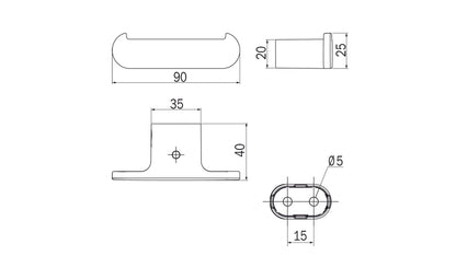 Inda Double Robe Hanger; Matte Black