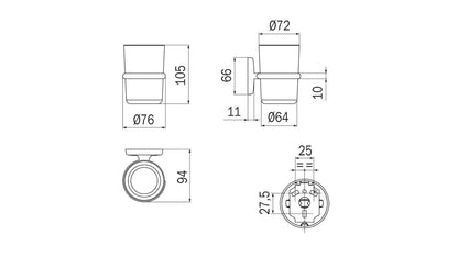 Inda HOTEL Tumbler Holder; Chrome