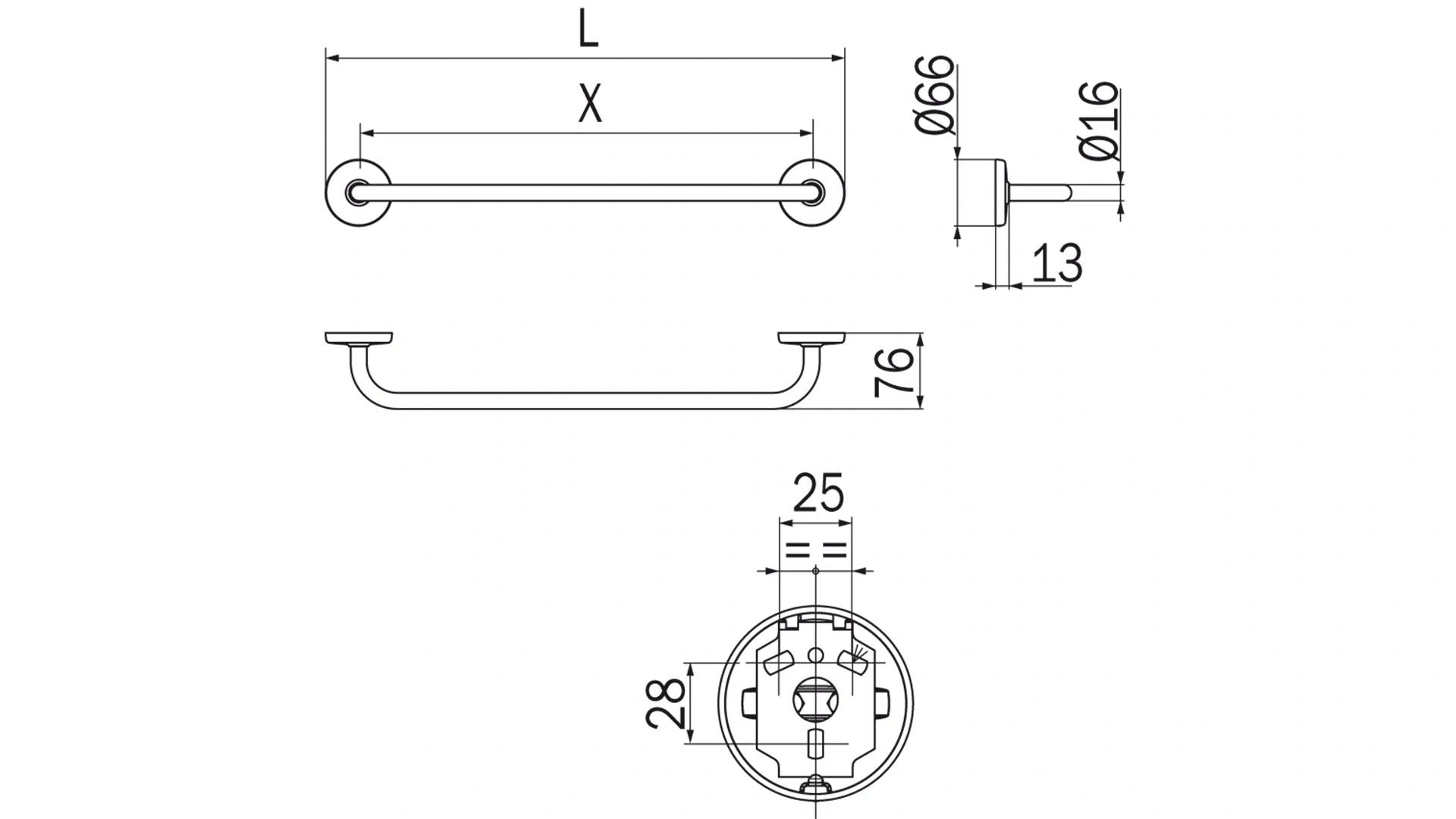 Inda Towel Bar, 18"; Chrome