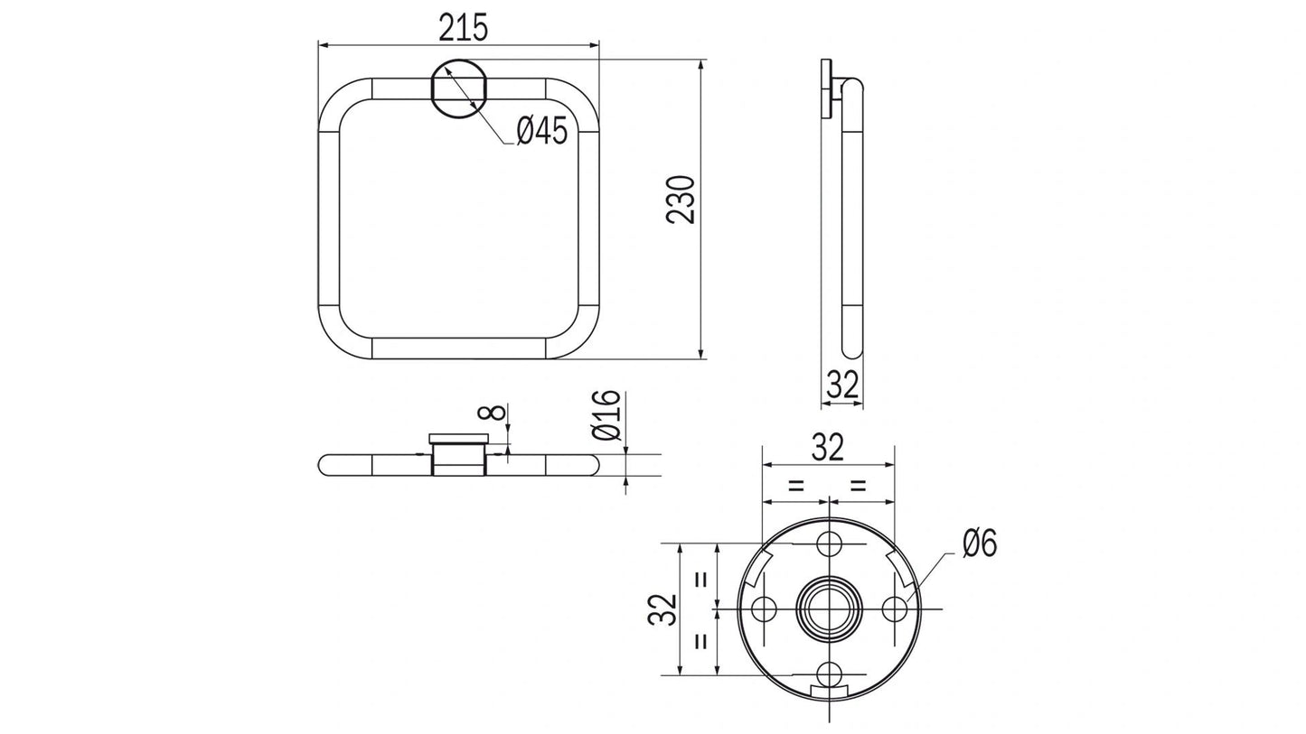 Inda ONE Ring Towel Holder; Chrome