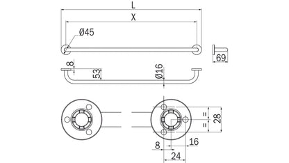 Inda ONE Towel bar, 45 cm; Chrome