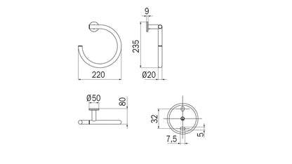 Inda TOUCH Ring Towel Holder; Chrome