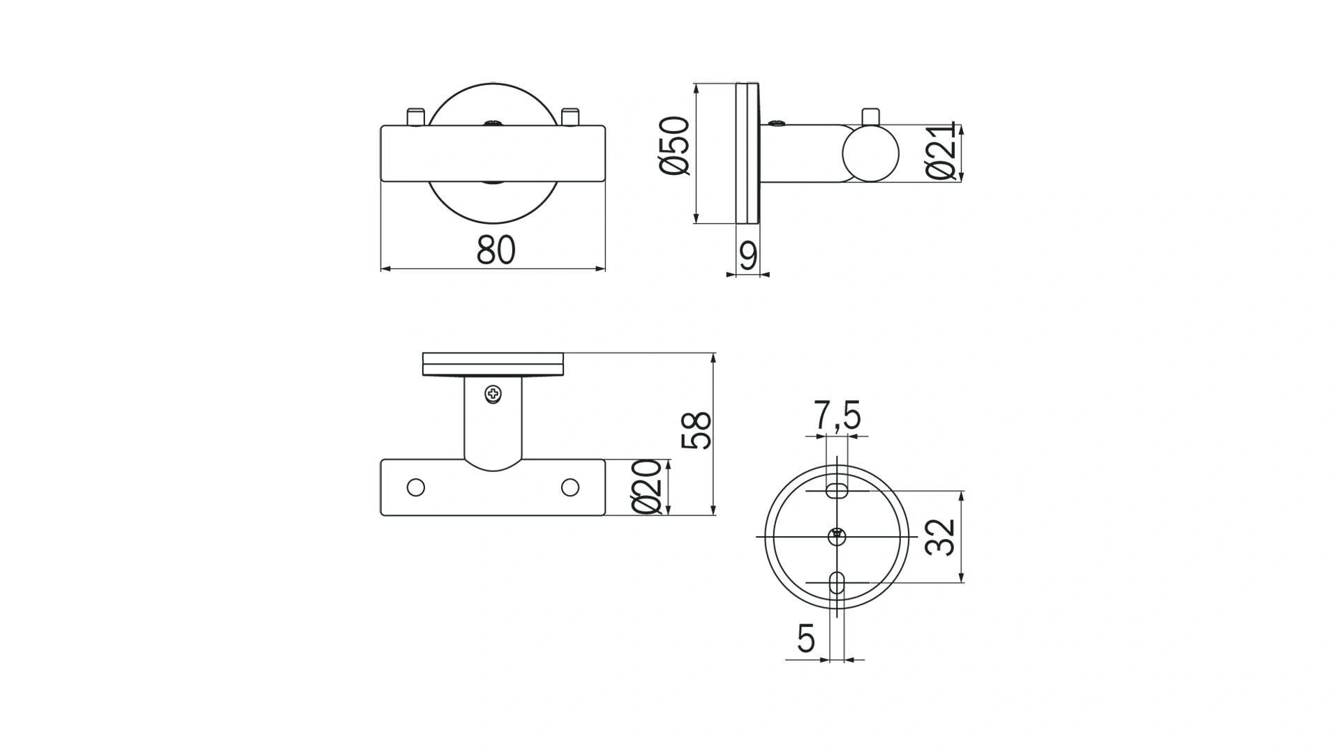 Inda TOUCH Double Robe Hook; Chrome