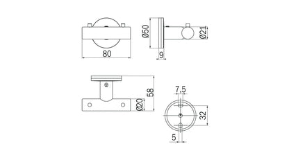 Inda TOUCH Double Robe Hook; Chrome