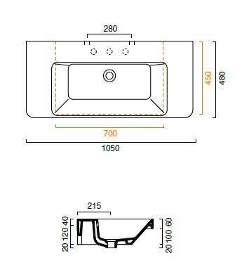 Catalano PROIEZIONI 105PR48 Ceramic Sink, 48"; White