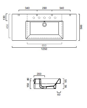 Catalano DOMINO 3 Hole Washbasin; White