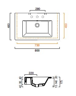 Catalano 80 STAR Washbasin (with 0, 1 or 3 tapholes)