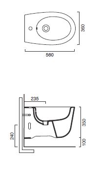 Catalano MUSE Wall-Hung Bidet (with concealed fixing system); White