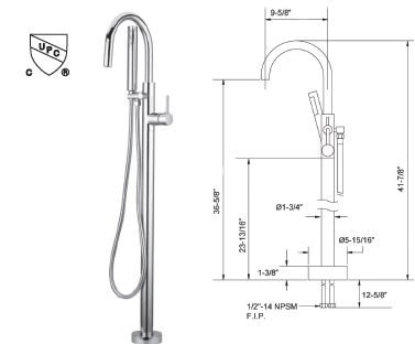 Cavalli Round Freestanding Tub Filler; Brushed Nickel